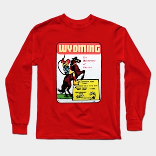 Wyoming - 1950s Tourist Window & Luggage Decal Long Sleeve T-Shirt